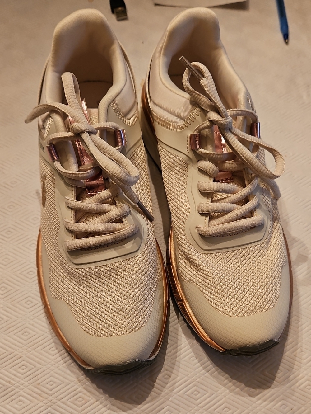 U.S. Polo Assn. Cream Knit Sneakers with Rose Gold Trim